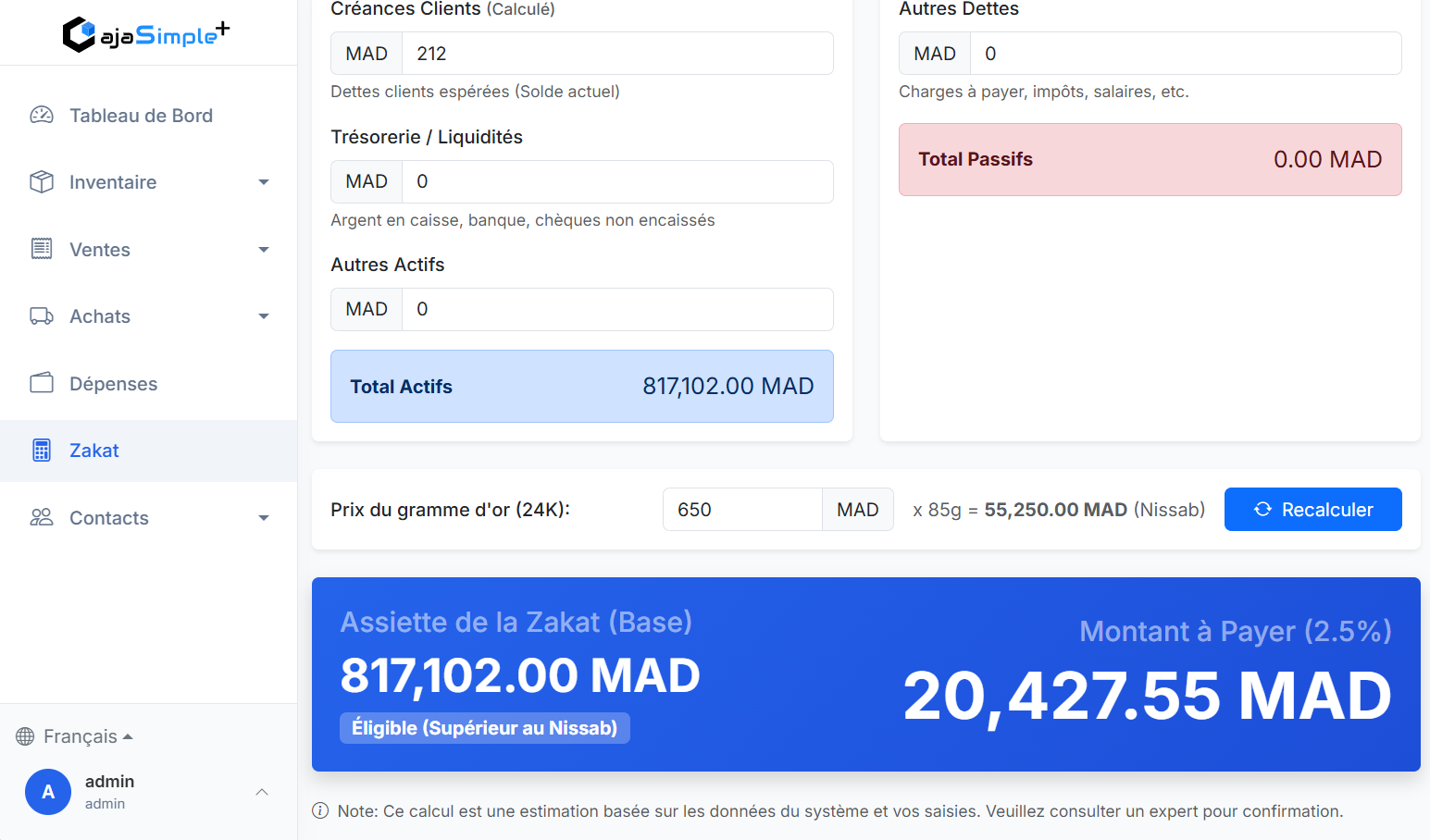 Dashboard CajaSimple